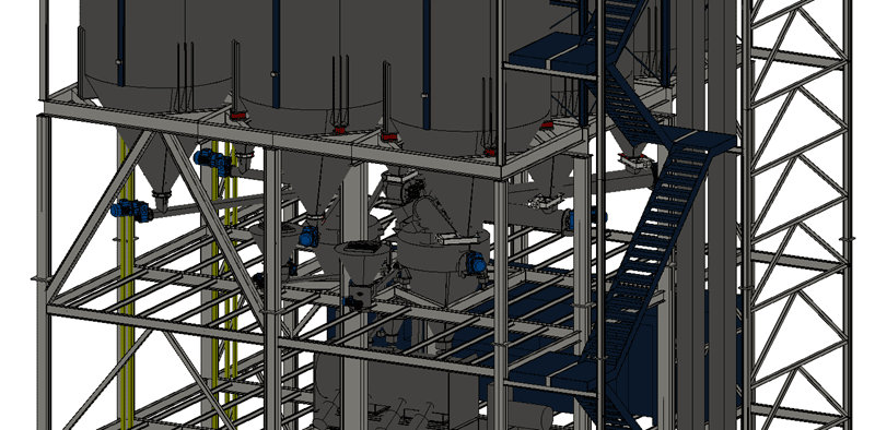 planta mortero india Diseño 3D dosificación
